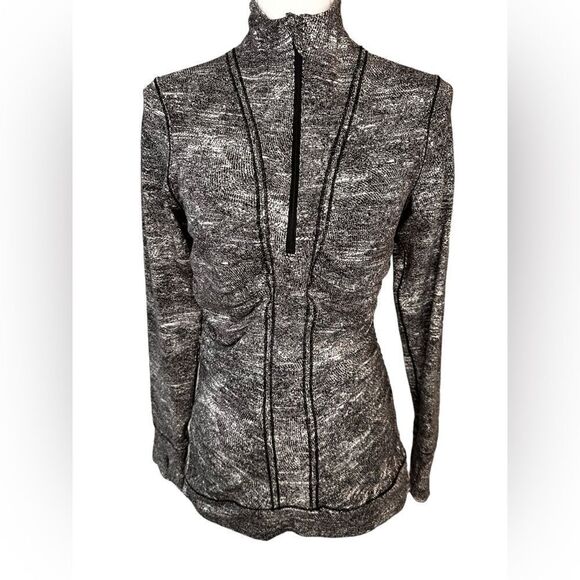 Lululemon Cypress Kiss 1/2 Zip Rush Jacquard Black White Size 8 - Picture 4 of 13